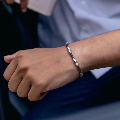 Black Silicon 5 Bead Bracelet