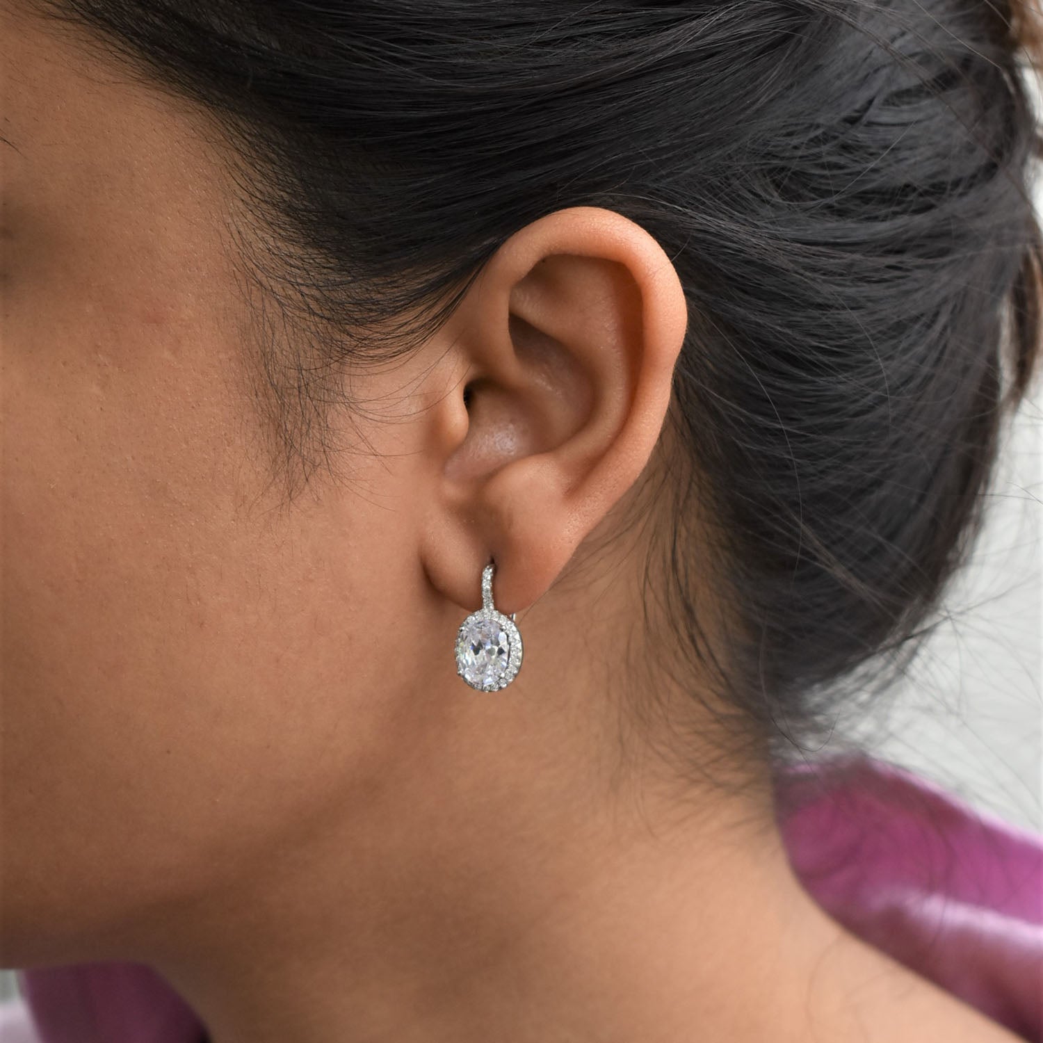 Oval Solitiare Hoops