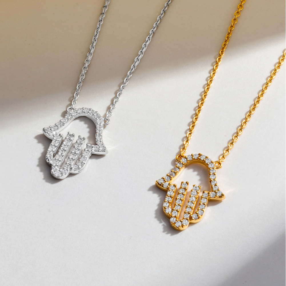 Hamsa Outline Necklace