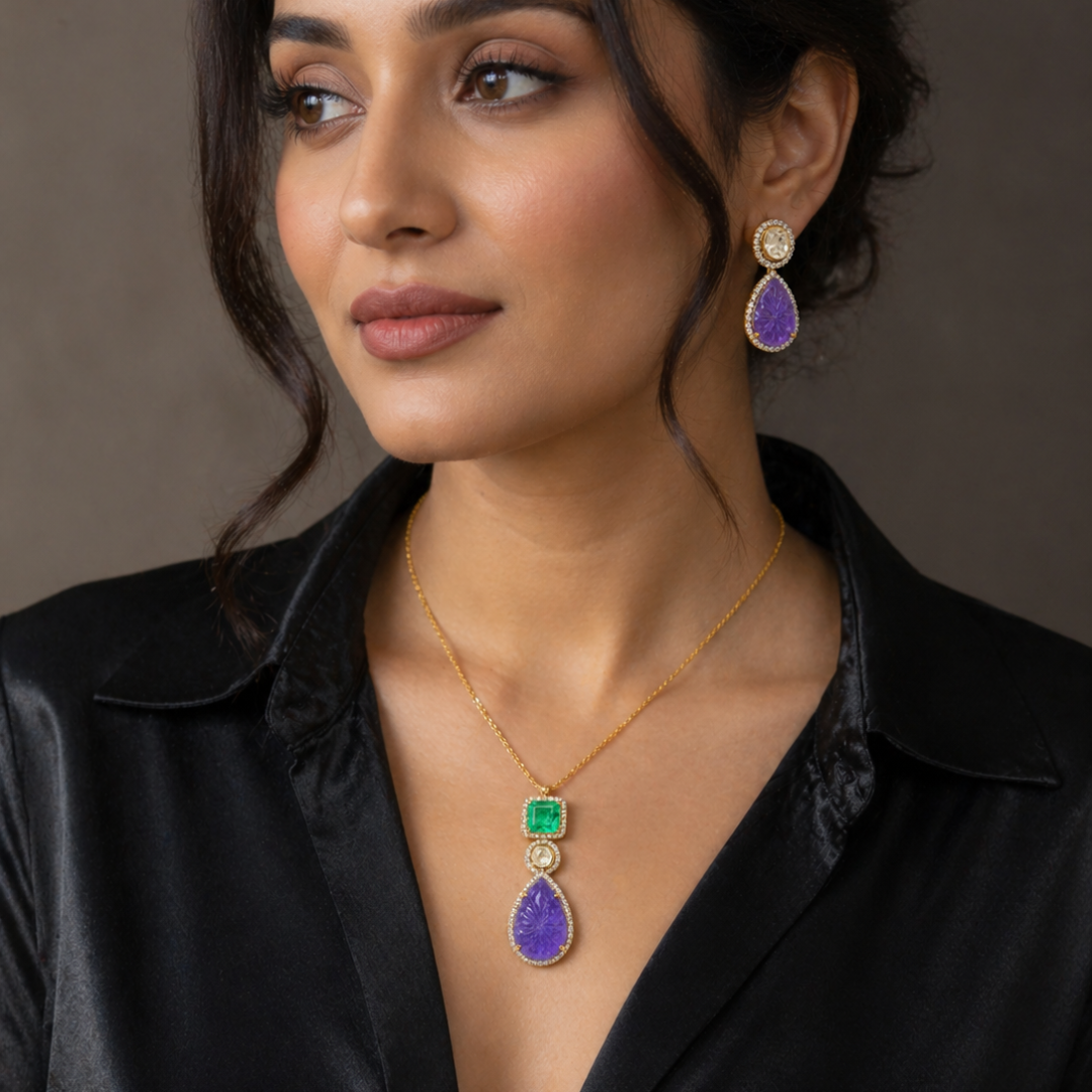 Emerald Stack Pendant Set