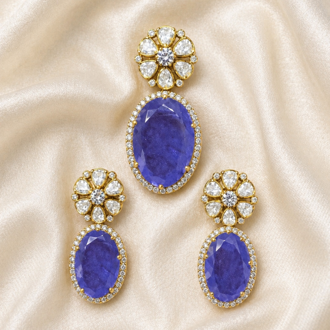 Sapphire Medallion Pendant Set