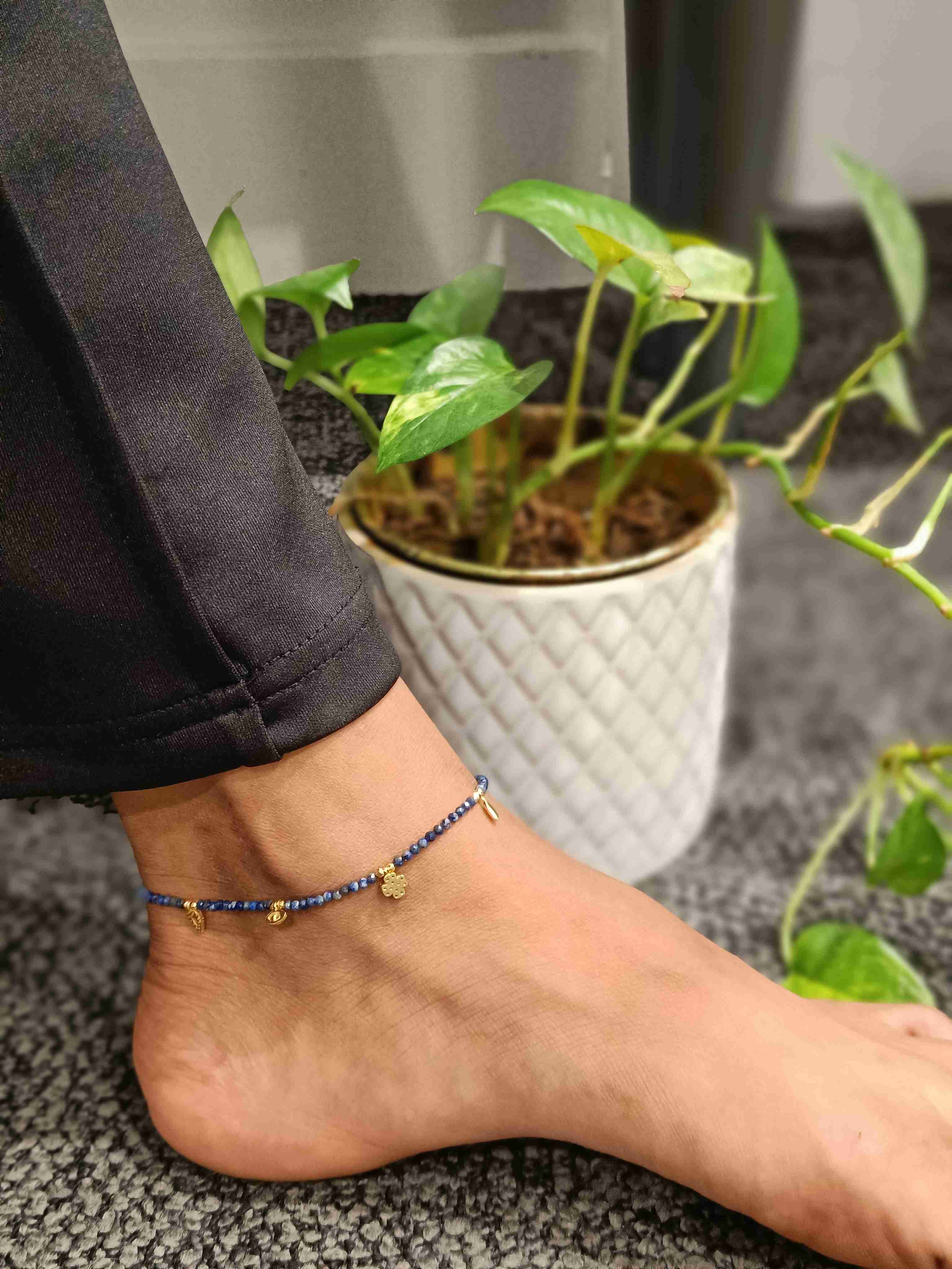 Lapis 7 charm Anklet
