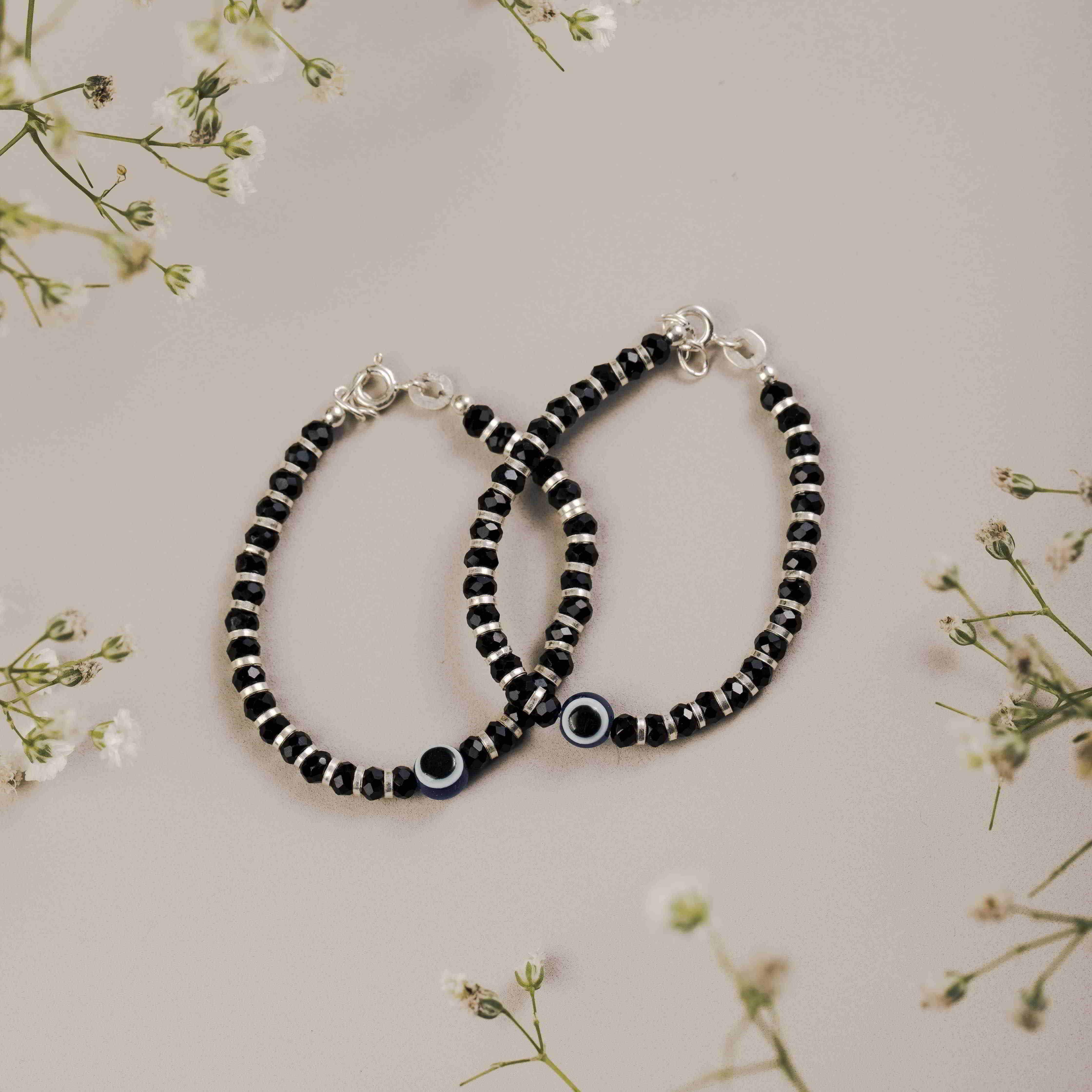 Black Bead Evil Eye Bracelet