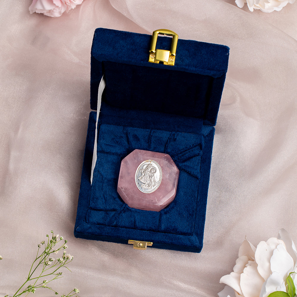 Rose Quartz Silver Coin