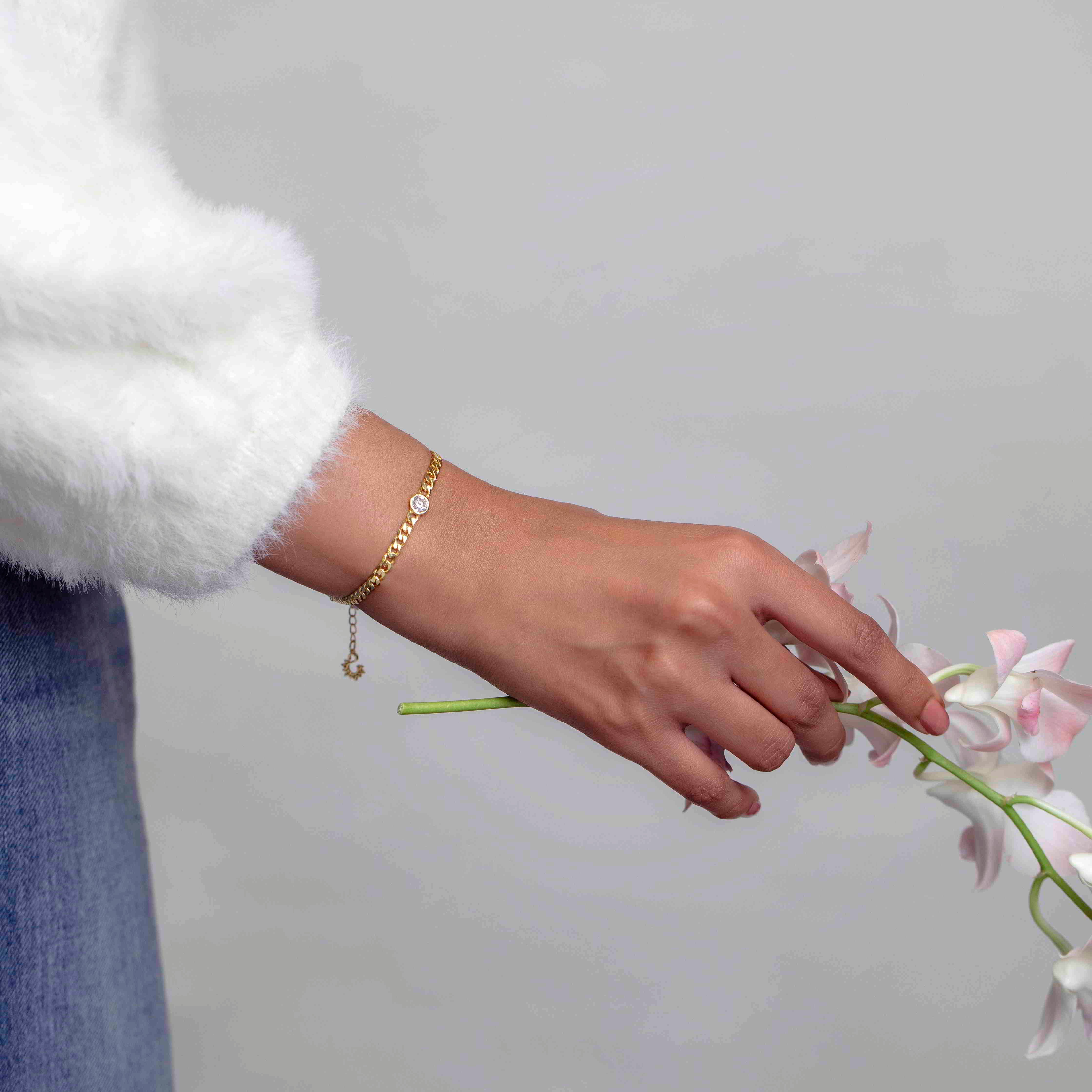 Single Solitaire Cuban Bracelet