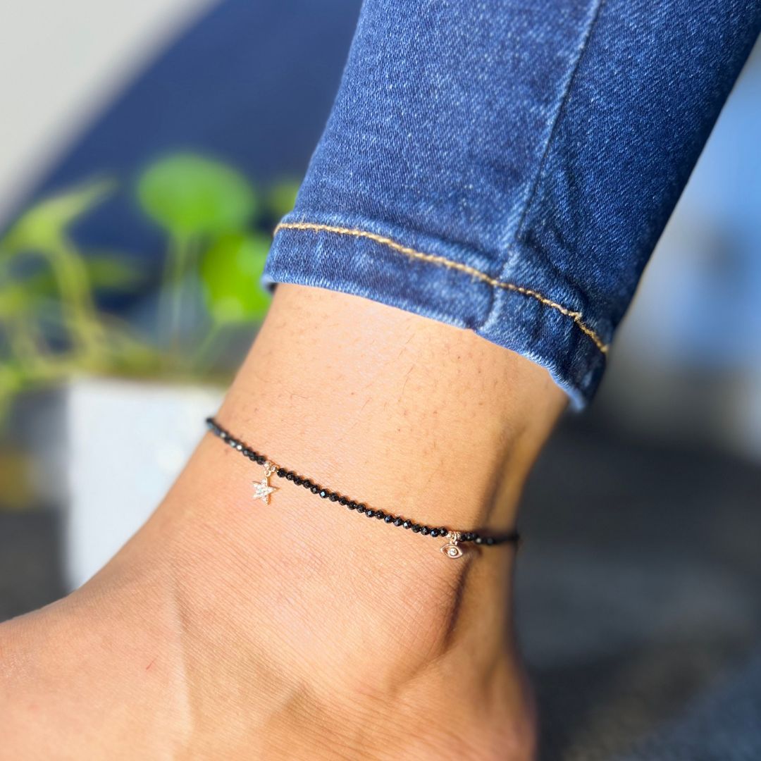 Trio Charm Shimmery Anklet