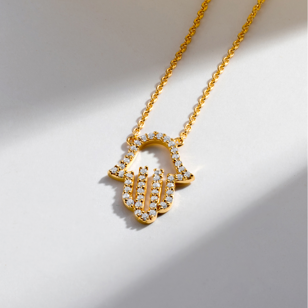 Hamsa Outline Necklace