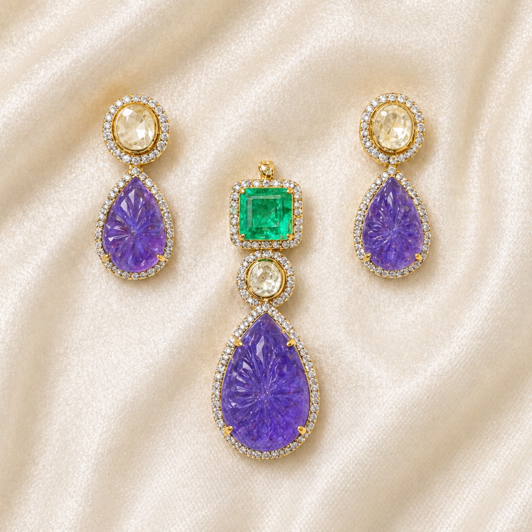 Emerald Stack Pendant Set
